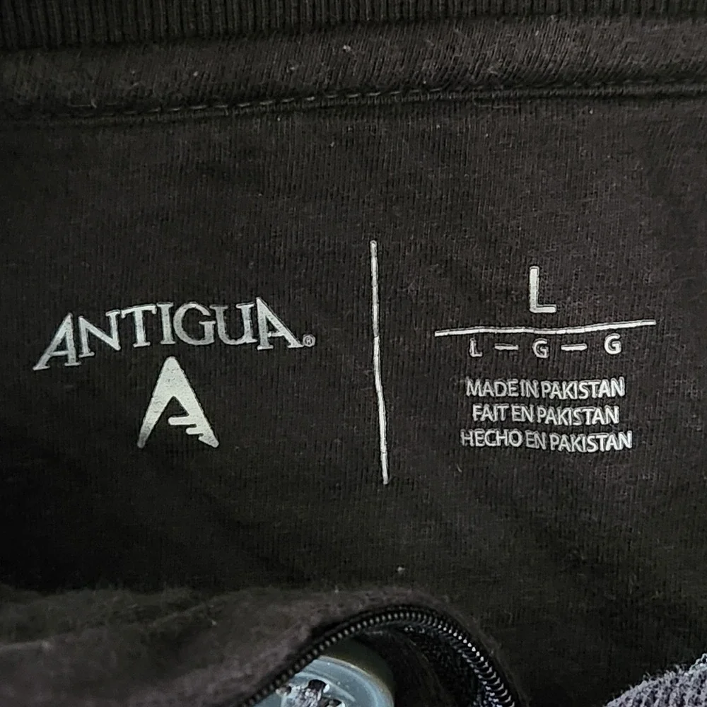 Oakland Raiders NFL 1/4 Zip Antigua Mens Large Gray Heather‎ Pullover Sweater